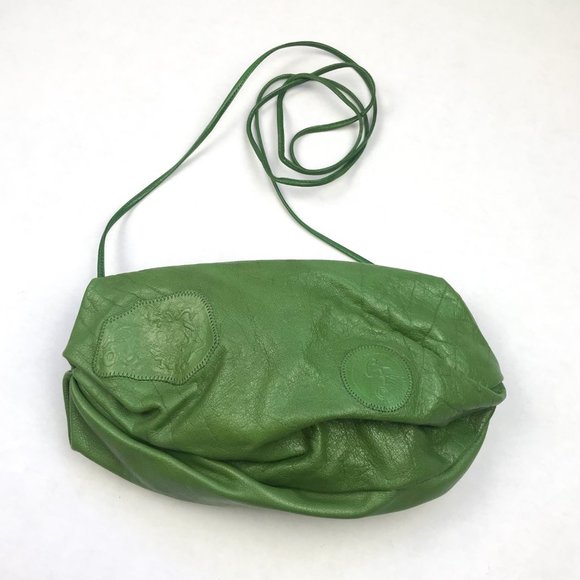 Vintage Handbags - Carlos Falchi Green Leather Pouch Crossbody Bag